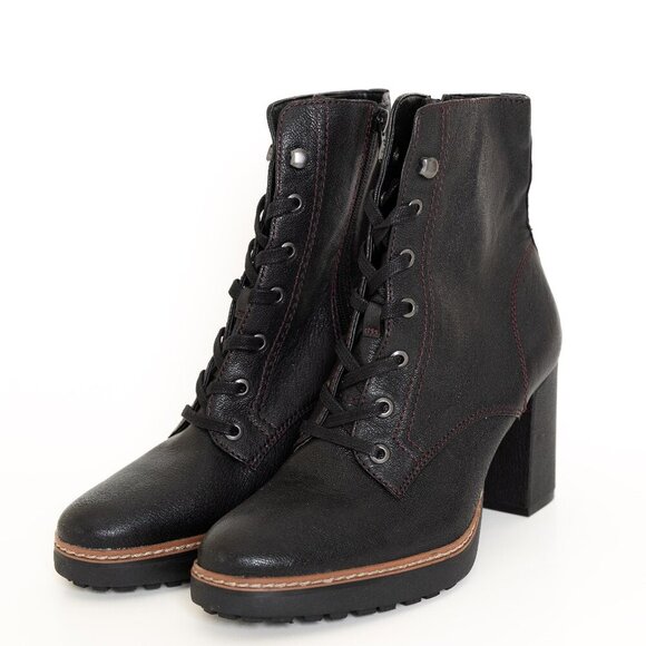Naturalizer Callie Lace Up Leather Boot Black NWOB - Picture 1 of 15